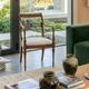 Directoire style armchair in solid wood – Openwork back/rest and sabre legs