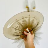 Set of 2 vintage oval dishes in Arcoroc "Shell" smoked glass France