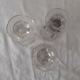 3 thick antique alcohol glasses bubbled deceptive bistro glass 19th