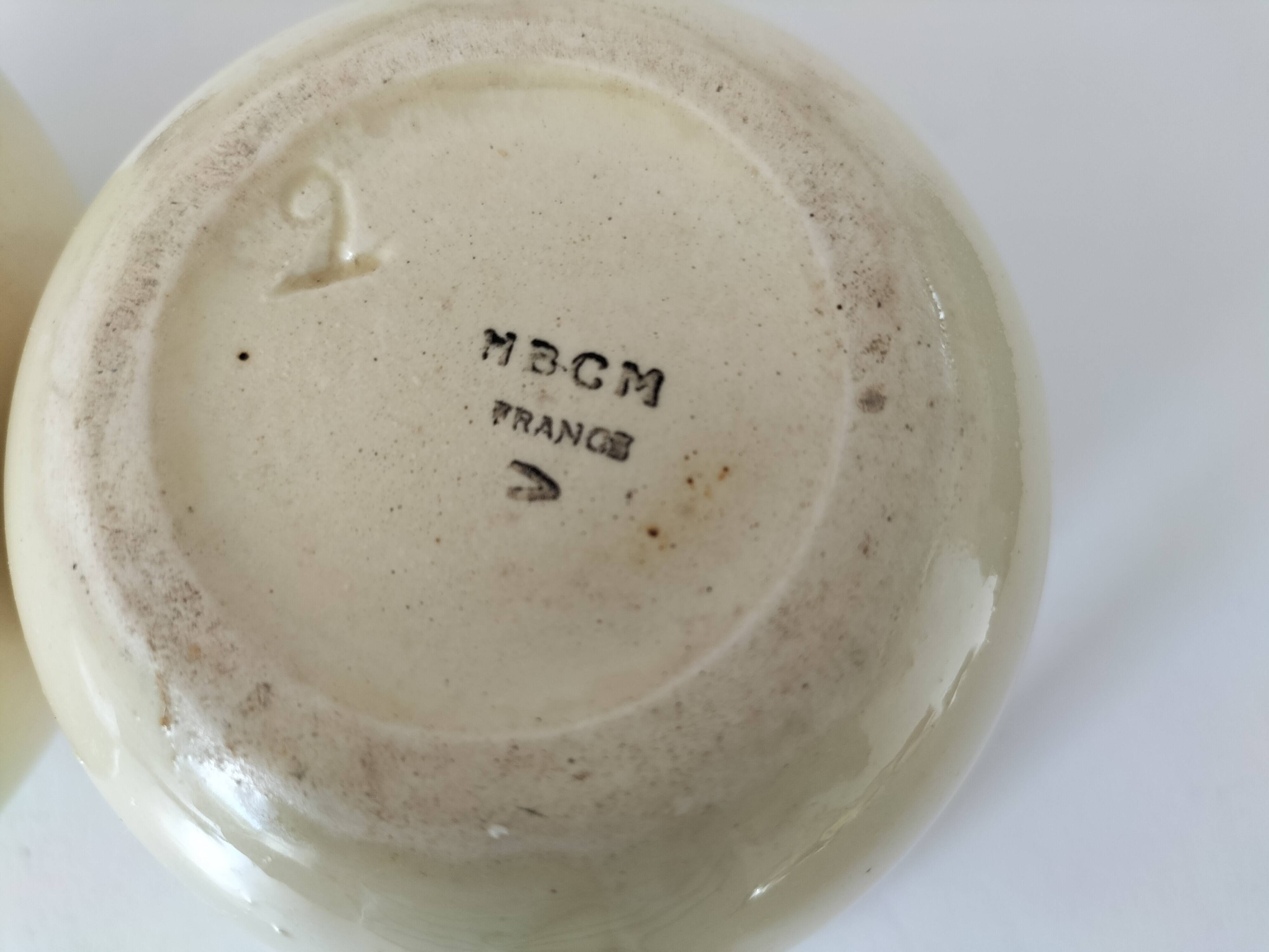 HBCM Sugar Bowl and Milk Jug Duo - Vintage Cream and Brown Earthenware