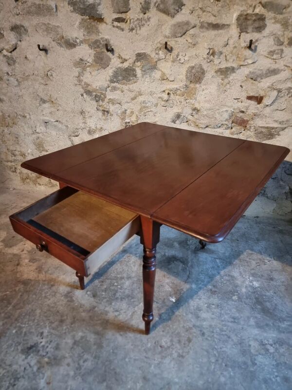 Table à abattants anglaise ancienne en acajou, fin XIXe siècle