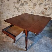 Table à abattants anglaise ancienne en acajou, fin XIXe siècle