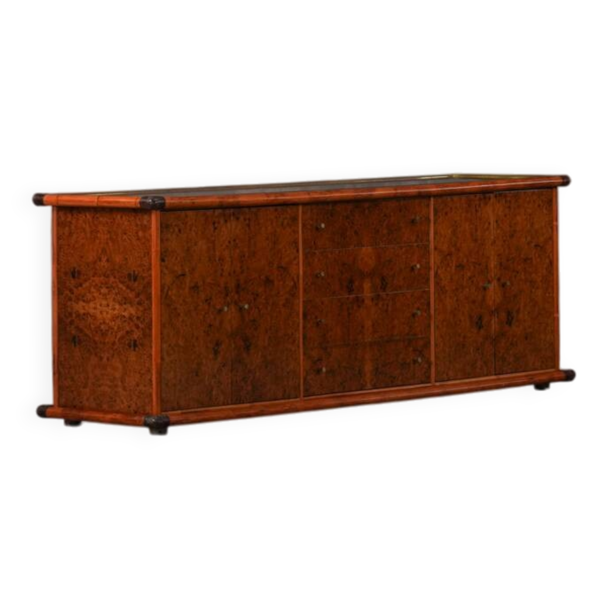 Vintage Italian sideboard in burl elm by Alberto Smania for Studio Smania Interni, Italy, 1960s