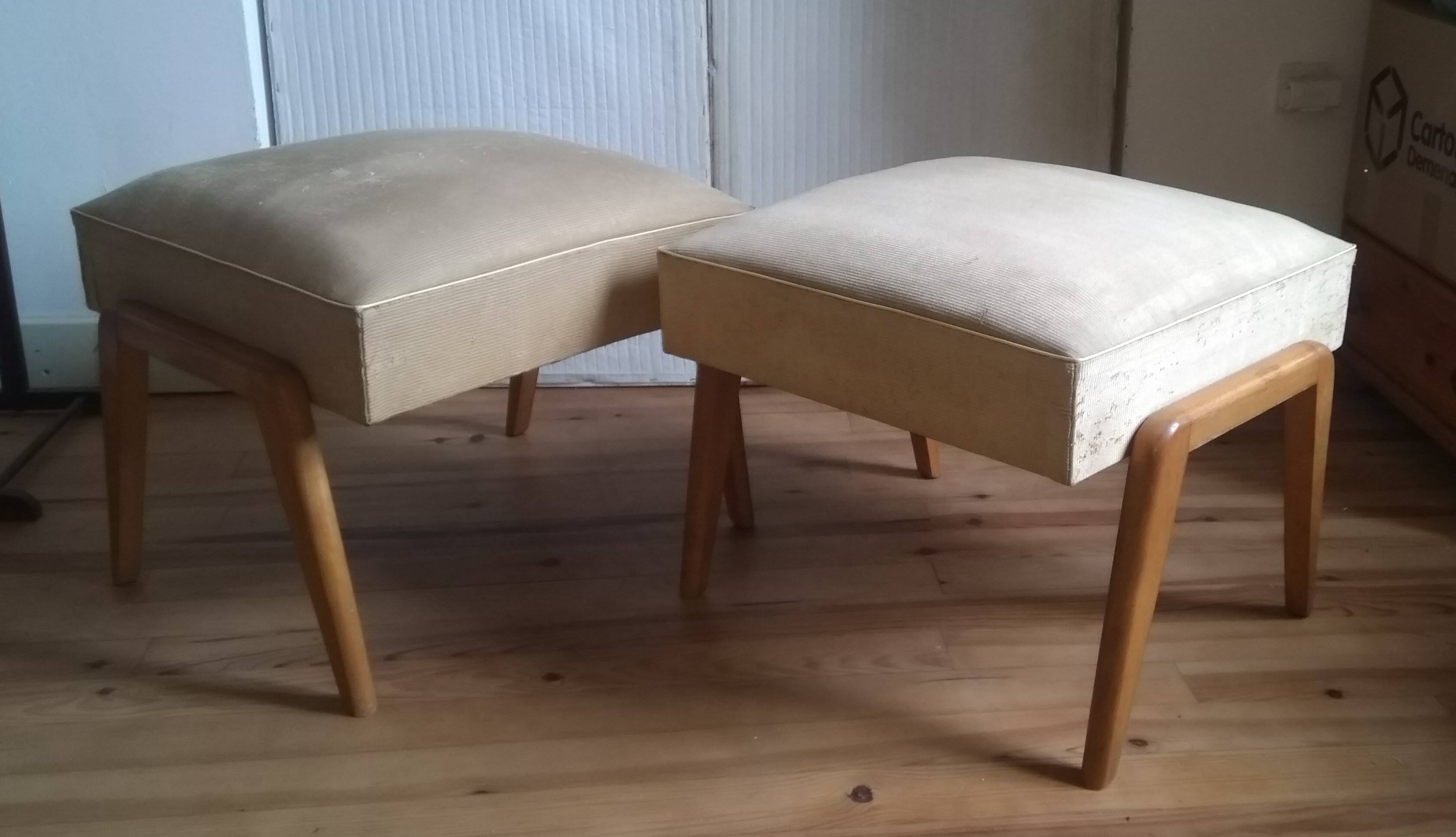 Pair of large vintage 1950s ottoman footstools.