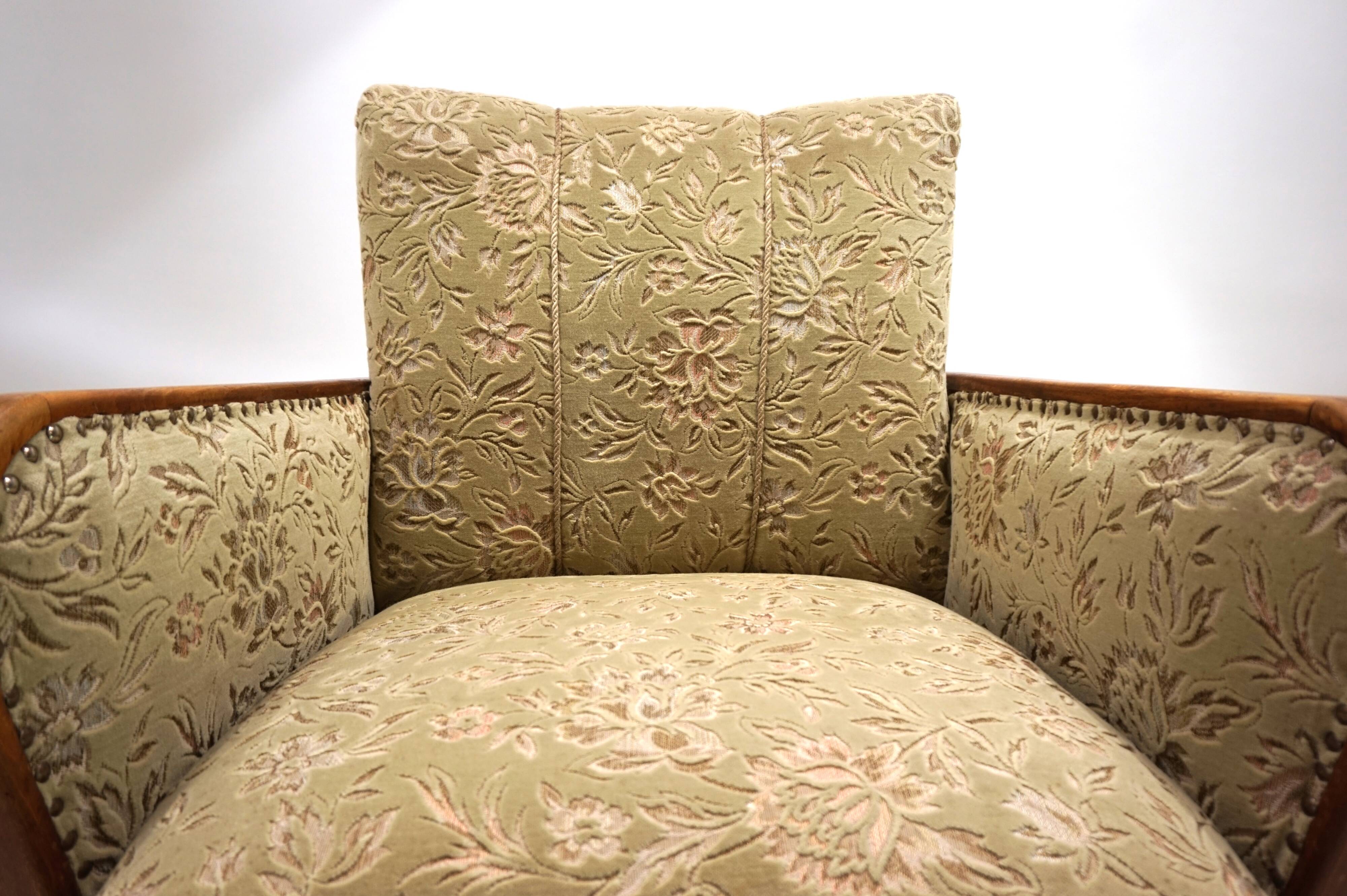 Fauteuil de salon Art Déco en jacquard de velours, 1930