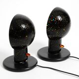 Pair of large 1980s Italian table lamps made of colorful multi-layer Murano