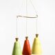 Beautiful large original mid-century 3-arm colorful bag ceiling lamp