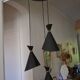 Vintage large chandelier with 3 tulips in black and gold Diabolo.
