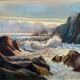 HSP painting "Seaside at sunset" signed O. Blanchard + Marine frame