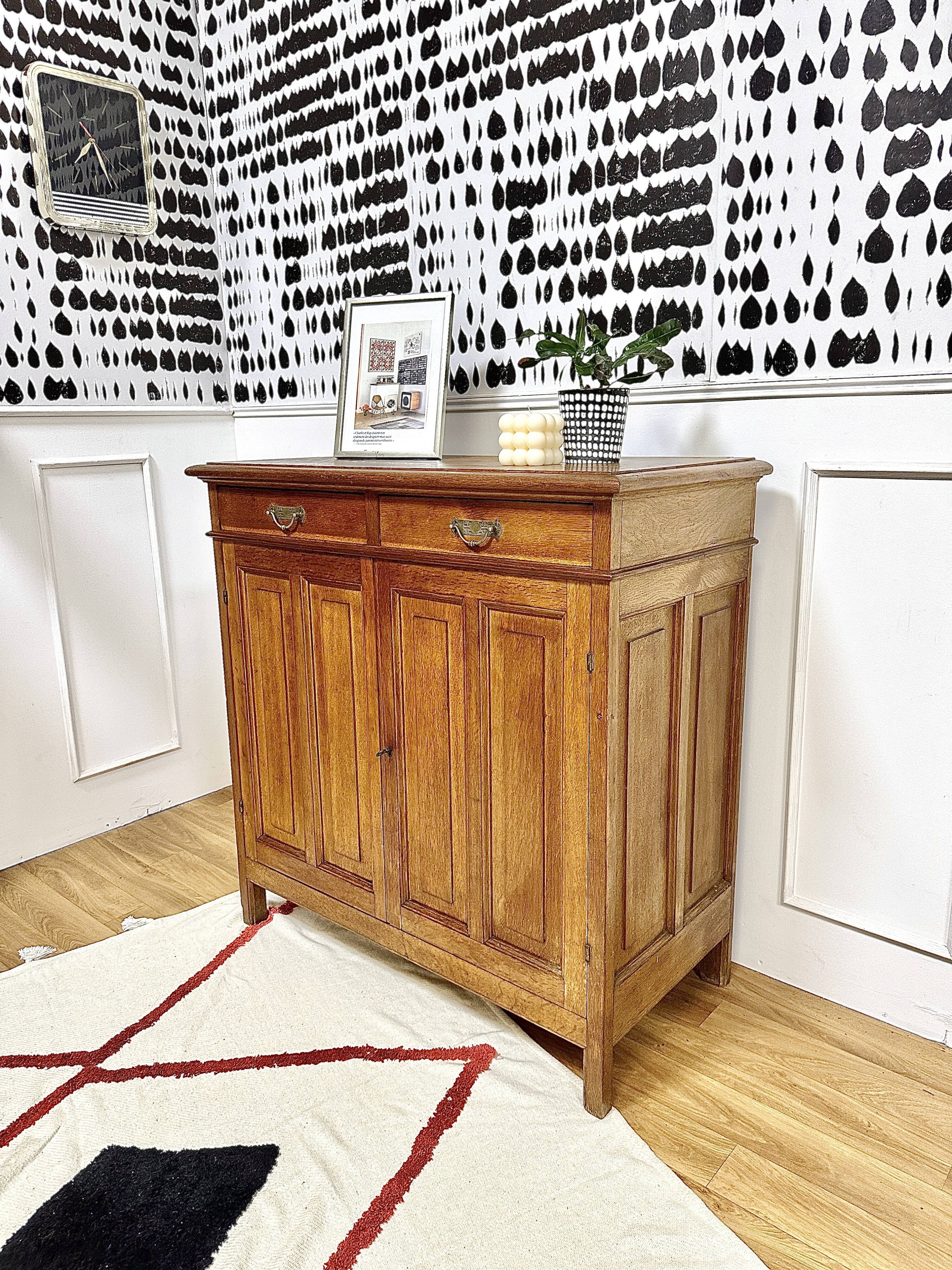 Vintage Parisian oak sideboard