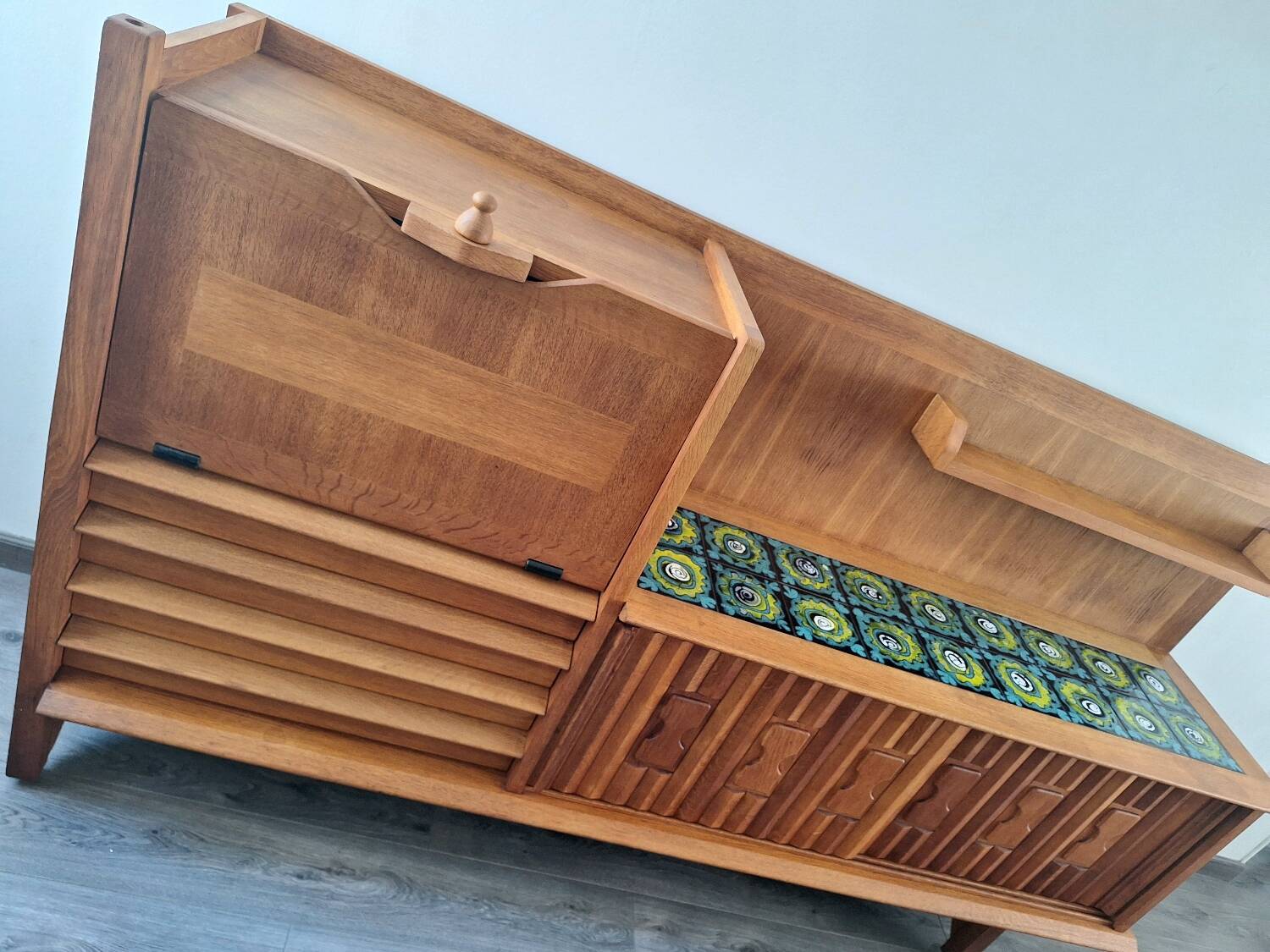 Guillerme et Chambron high sideboard, bar buffet, vintage secretary