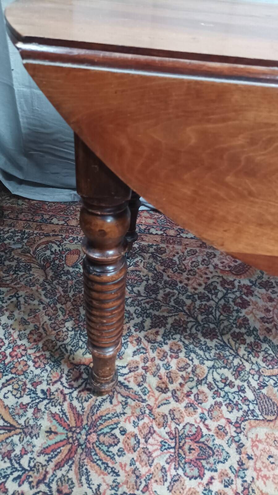 19th-century Louis Philippe walnut drop-leaf table.