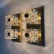 Pair of Peil & Putzler ice cube glass wall lamps, 1970s