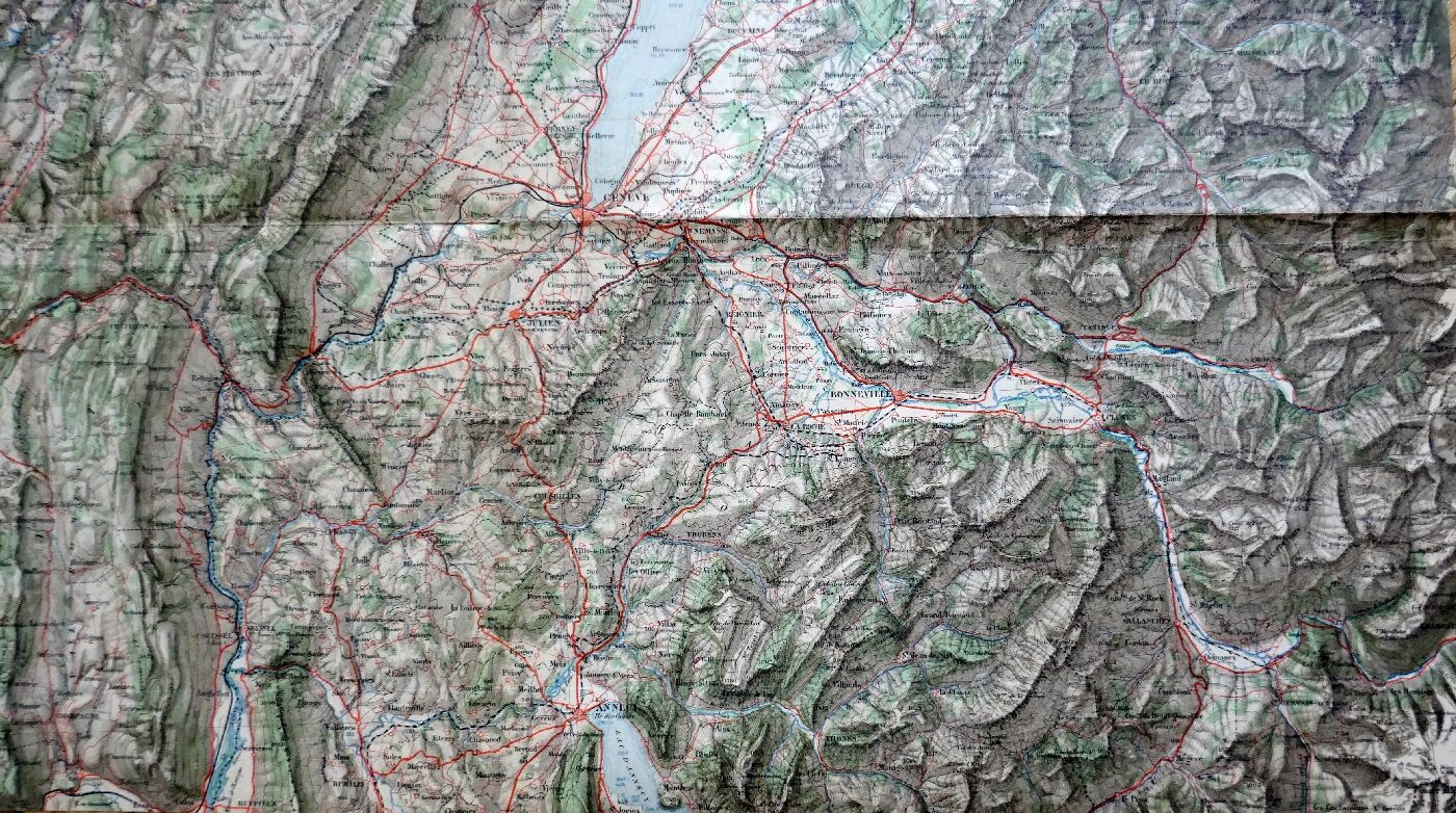 Carte ancienne genève, lausanne, thonon, nantua, annecy