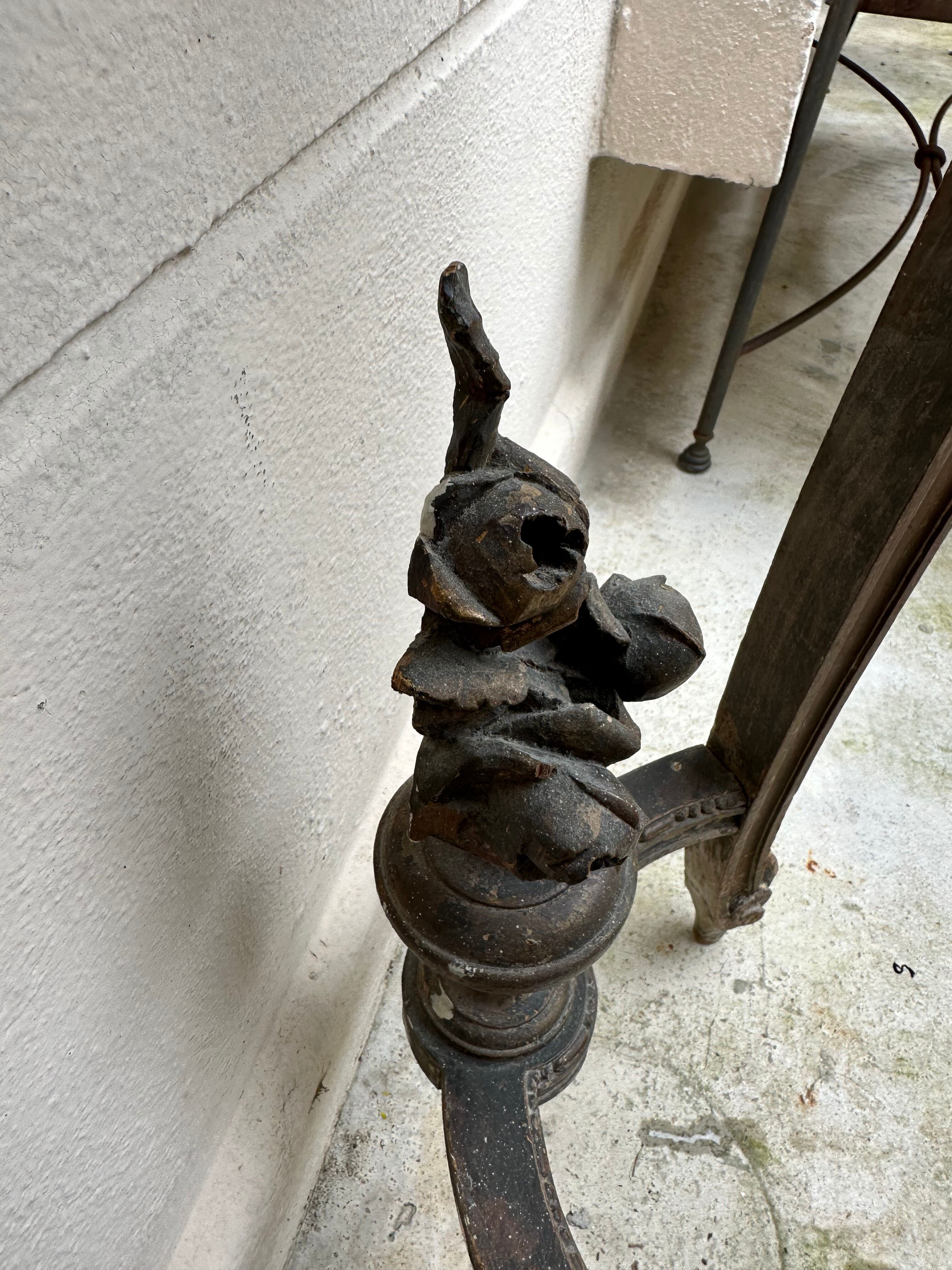 Wall lamp console - half moon carved wood old gilded