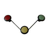 Porte manteau mural forme triangulaire vintage 3 patères tricolores