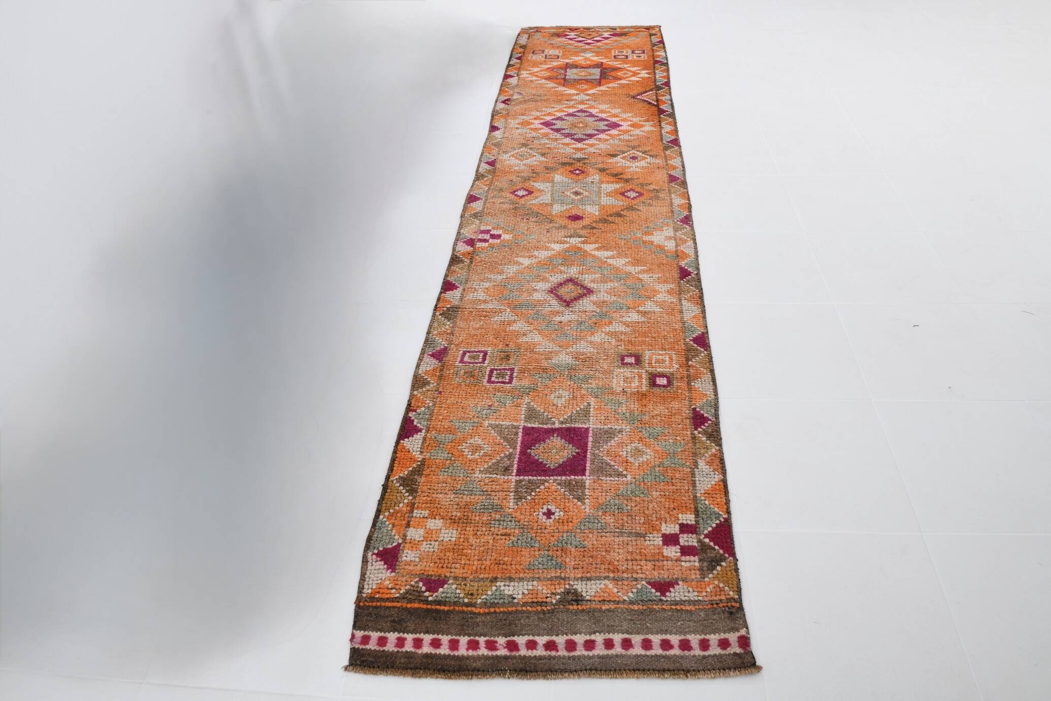 3x12 Pumpink Orange Oriental Turkish Runner Rug, 83x367Cm