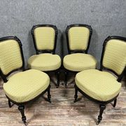 Set of 4 Napoleon III period chairs in black lacquered wood circa 1850