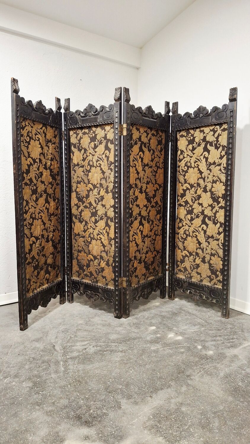 Antique Hand-Carved Wooden Room Divider