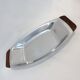 Large rectangular stainless steel and teak dish Braun & Kemmler West Germany 1970