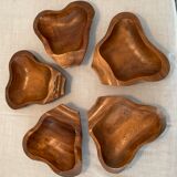Series of 5 vintage wooden ramekins from the 70s