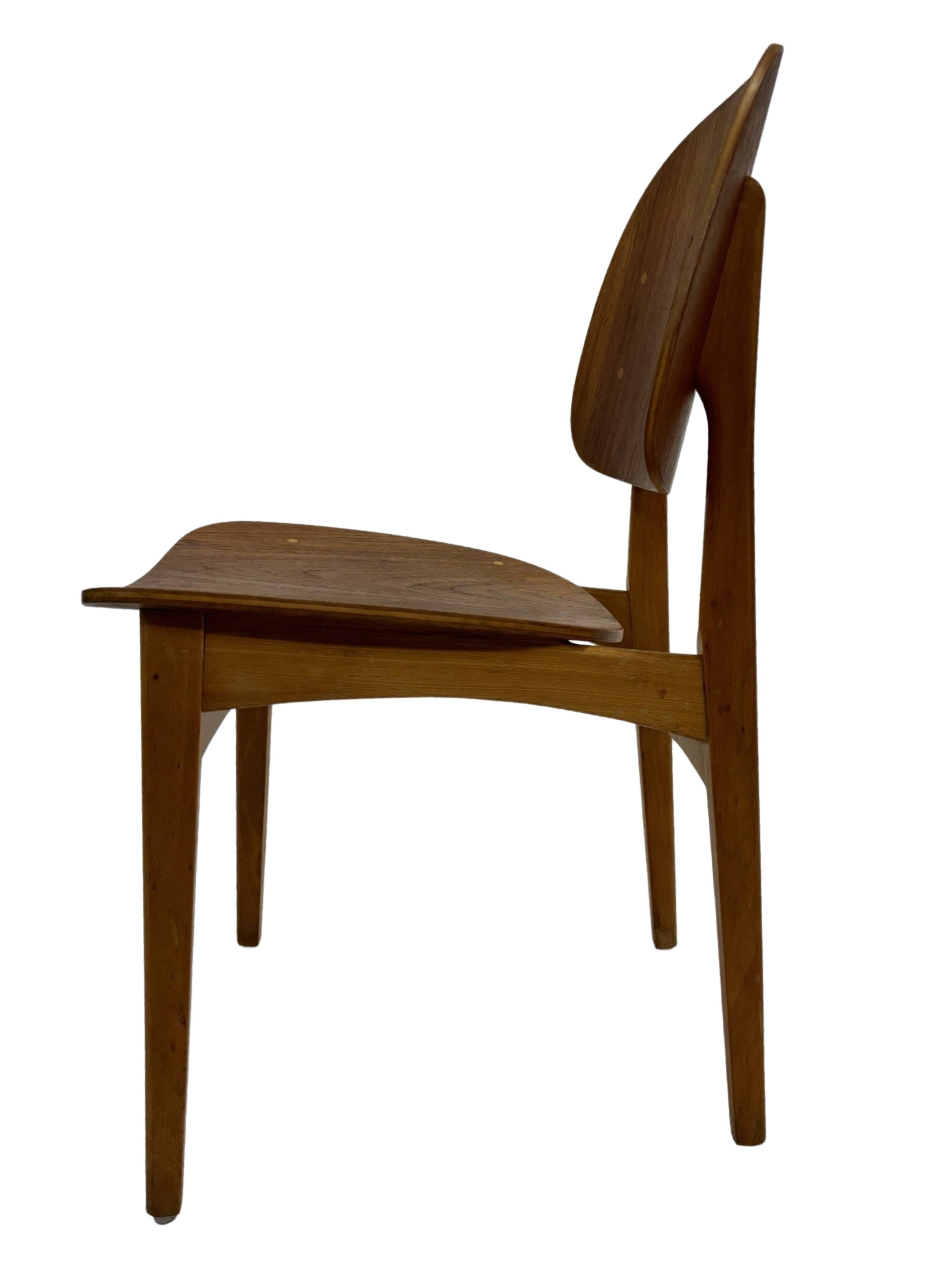 Vintage dining room chair Scandinavian 1960s plywood and teak design