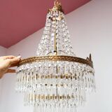 Lustre en bronze doré et pampilles