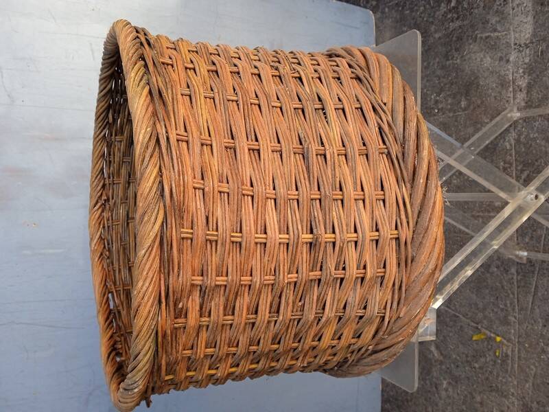 Cache pot 43 cm panier rotin vintage ep 1960