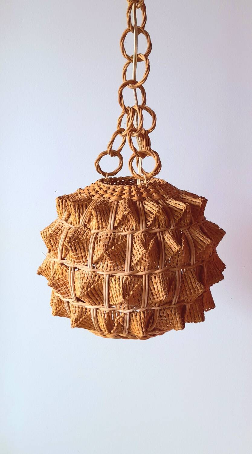 Scandinavian hanging rope and rattan 60s