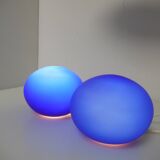 Pair of blue ball lamps