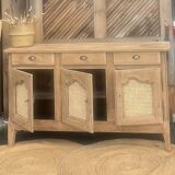 Buffet ancien/ enfilade en chêne massif brut et cannage
