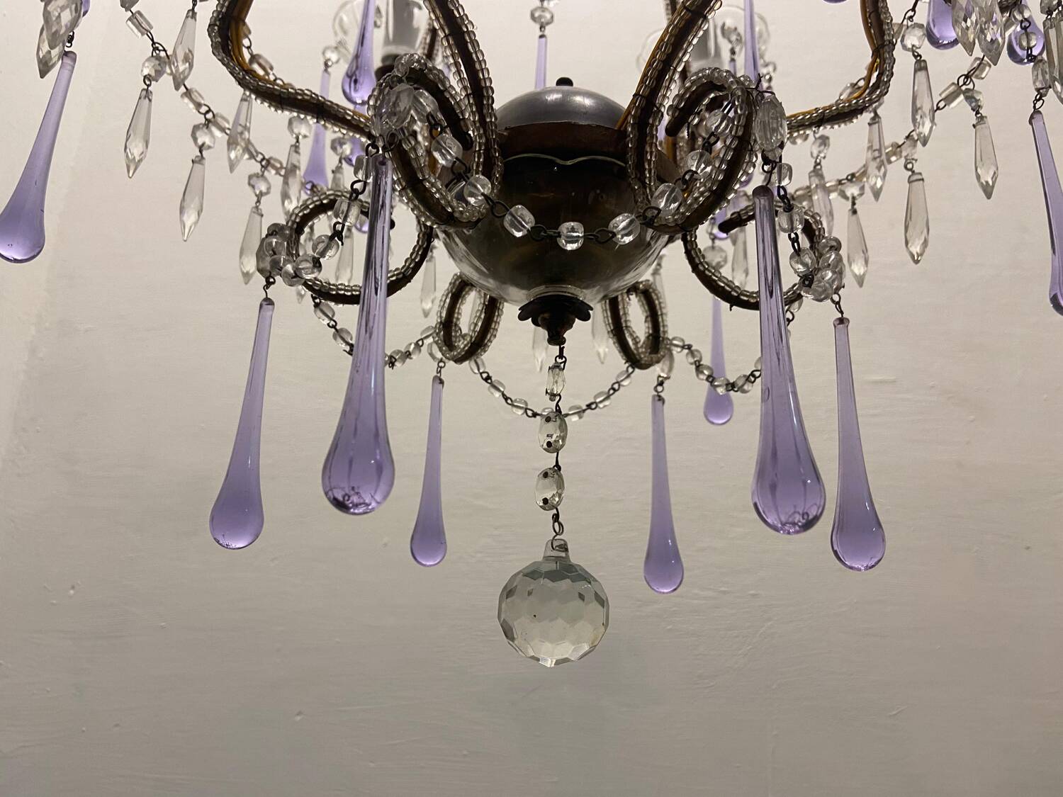 Crystal beaded murano glass chandelier 1960’s