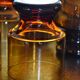 7 Vintage Mouth Blown Amber Stemmed Glasses