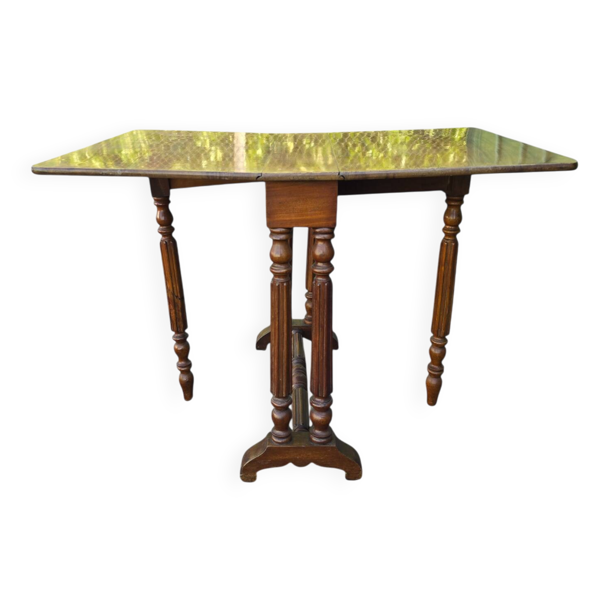 “Gateleg” folding walnut table