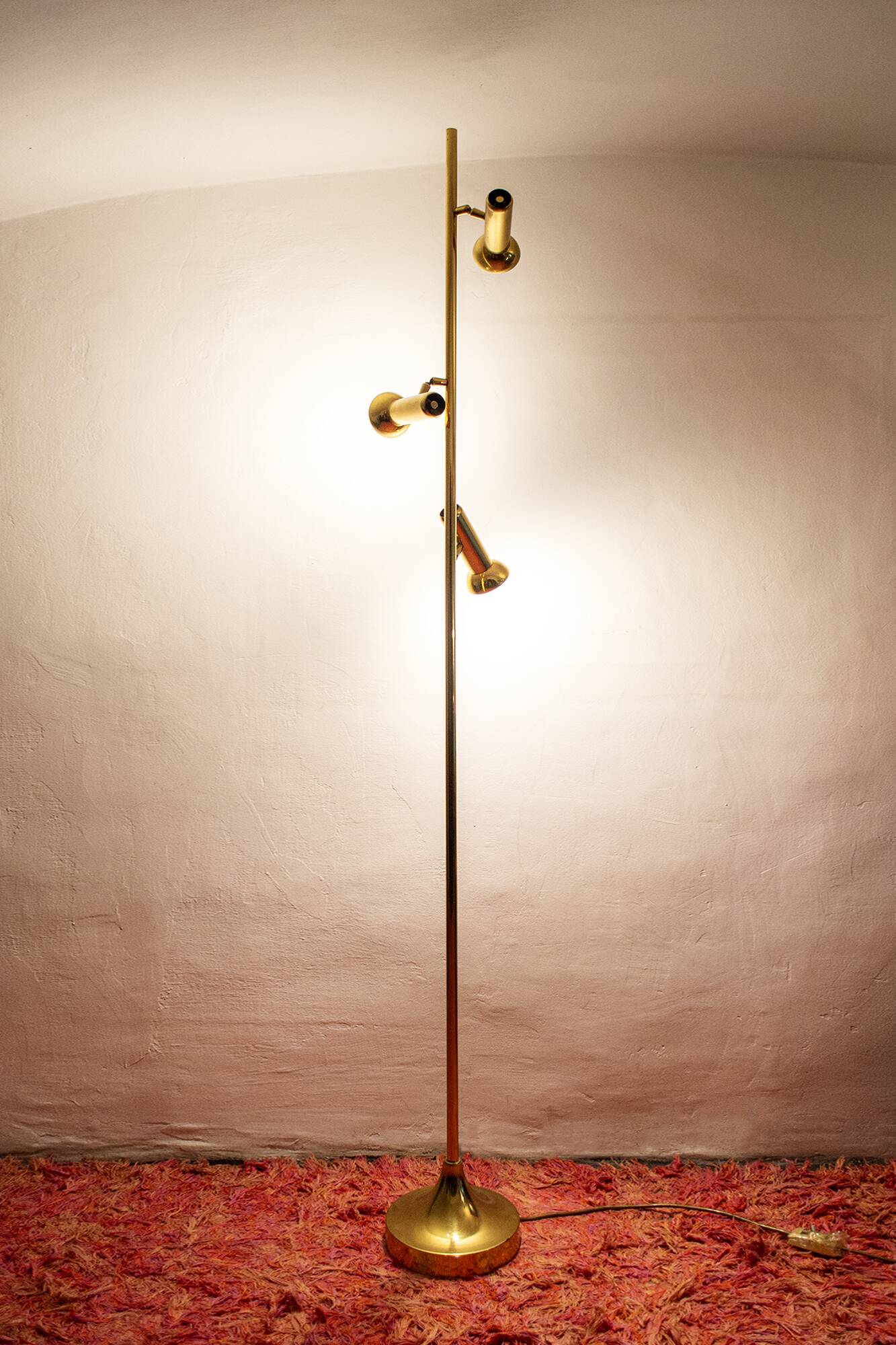 Tre luci Italian Brass Floor Lamp by Goffredo Reggiani, 1970s