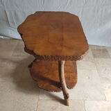 Table basse en bois massif d’orme double plateaux