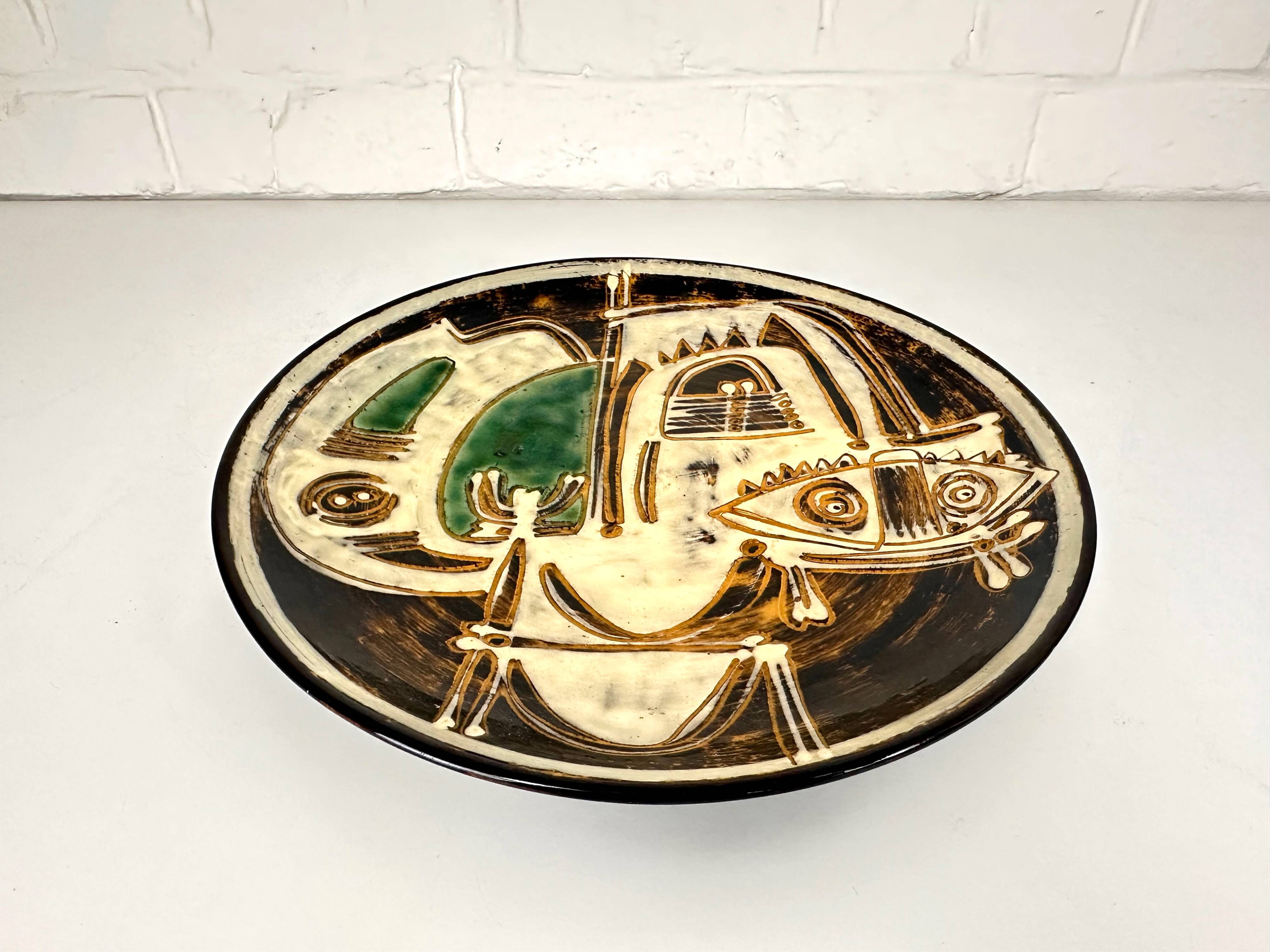 Large decorative ceramic plate, Ivy Lysdal for Kähler, Denmark, 1960s
