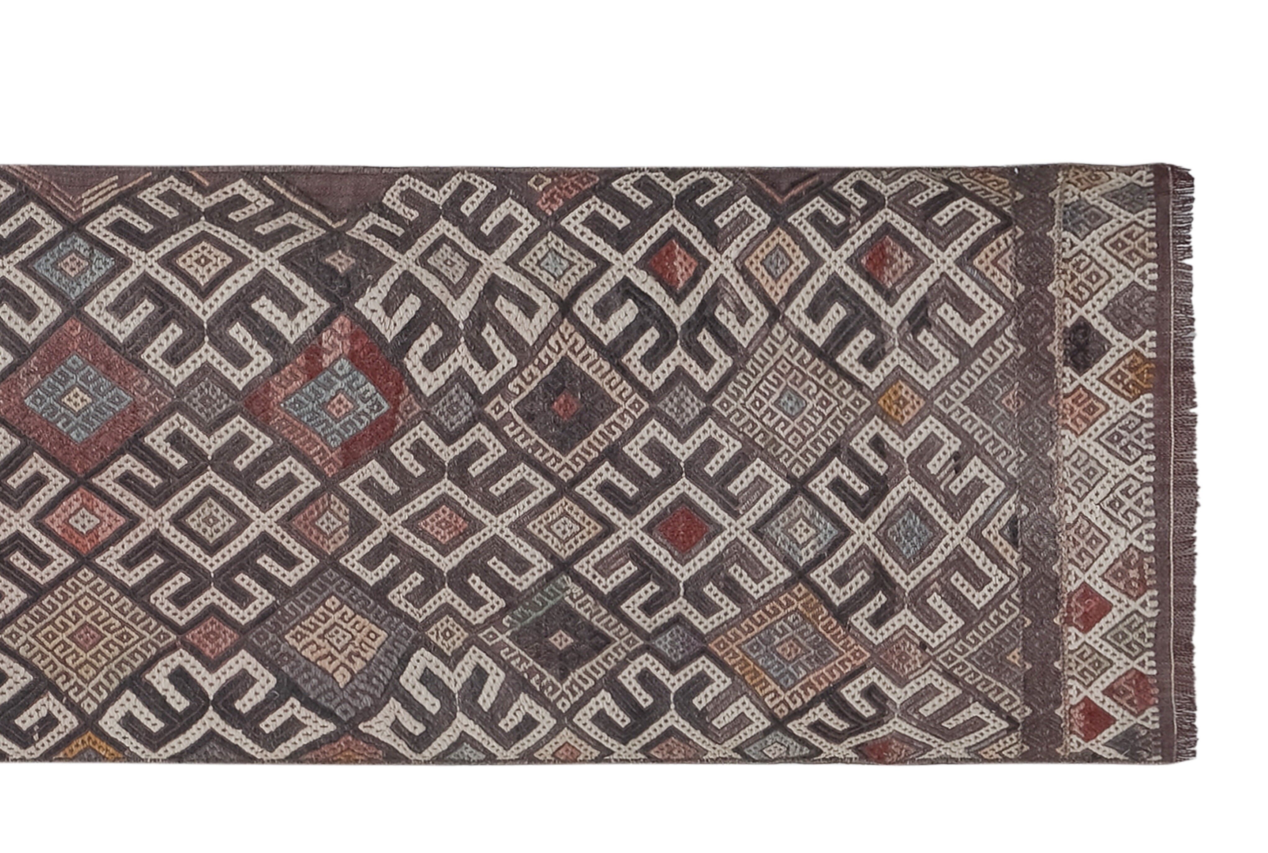 Vintage Turkish rug from Oushak, handwoven 64x275 cm