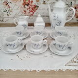 Vintage 15-piece coffee set in white porcelain Bavaria with small blue flowers