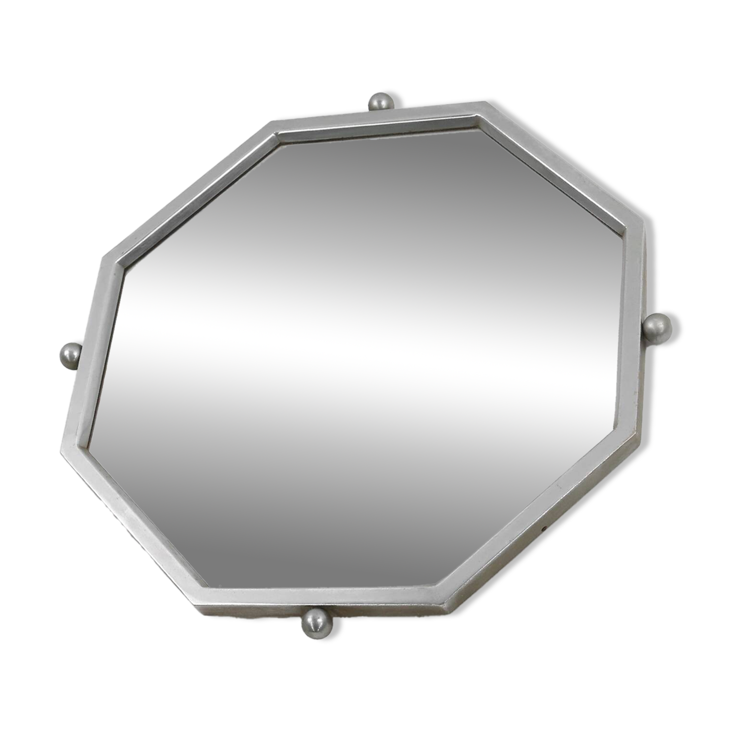 Art Deco octangular mirror in nickeled copper, France ca. 1920