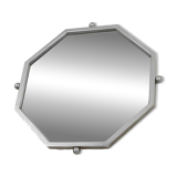 Art Deco octangular mirror in nickeled copper, France ca. 1920