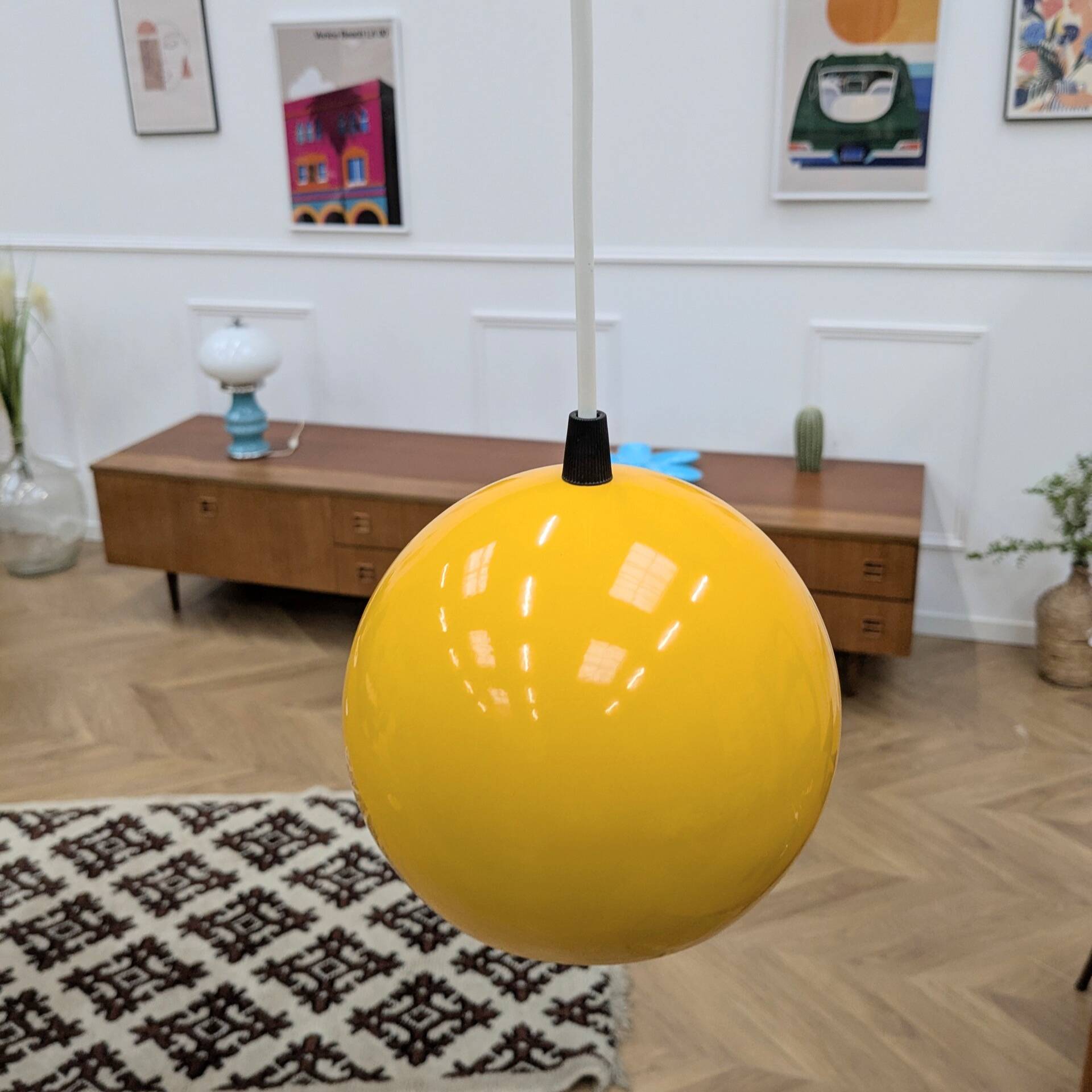 retro yellow portable lamp