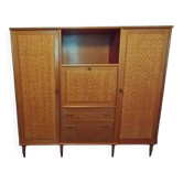 Armoire bois et rotin