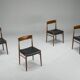 Mid-Century Palisander Dining Chair with Lether, 1950s, Set of 4