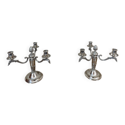 Paire de chandelier en métal argenté