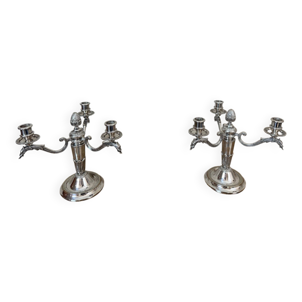 Paire de chandelier en métal argenté