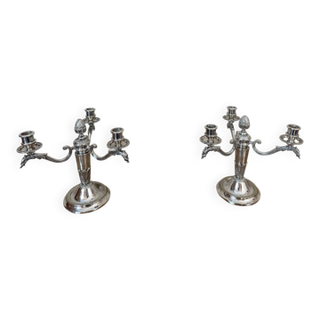 Pair of silver-plated candlesticks