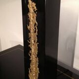 Large black lacquered lamp with gilt bronze decoration