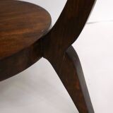 Art Deco dark wood round coffee table - mirror