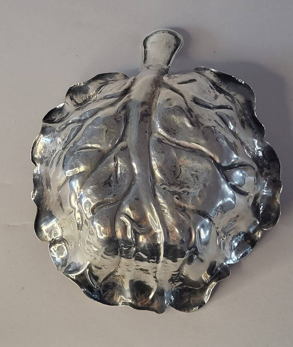 Fratelli Lisi Sterling Silver Leaf Shaped Dish Italian